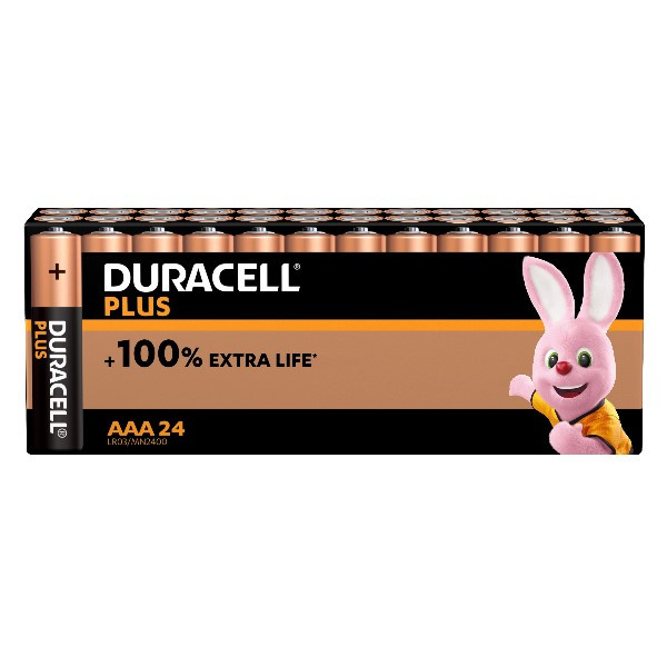 Duracell Plus 100% Extra Life AAA MN2400 batterij 24 stuks MN2400 ADU00359 - 1
