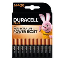 Duracell Plus Power Boost 100% Extra Life AAA / MN2400 / LR03 alkalinebatterij 20 stuks ADU00405