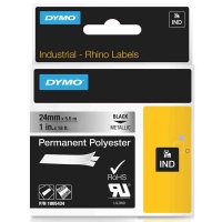 Dymo 1805434 IND Rhino tape permanent polyester zwart op metallic 24 mm (origineel) 1805434 088692