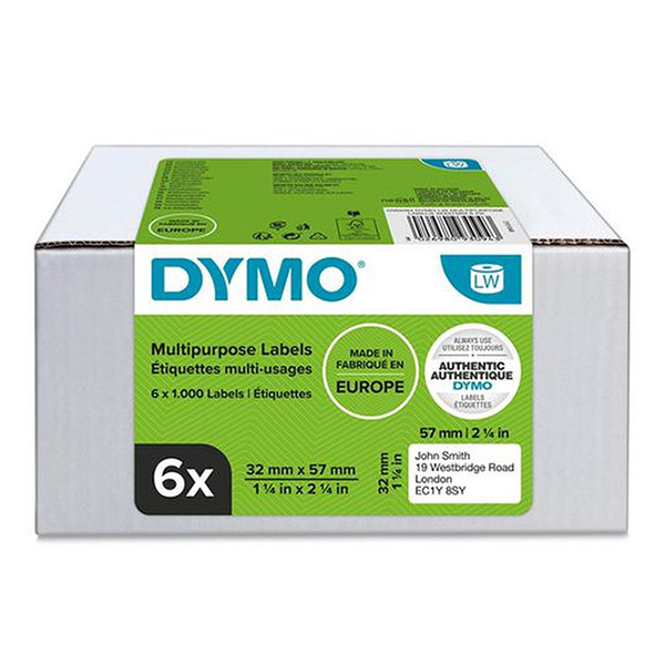 Dymo 2093094 verwijderbare multifunctionele etiketten 6 rollen 11354 (origineel) 2093094 089162 - 1