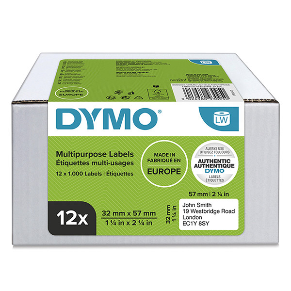 Dymo 2093095 verwijderbare multifunctionele etiketten 12 rollen 11354 (origineel) 2093095 089164 - 1
