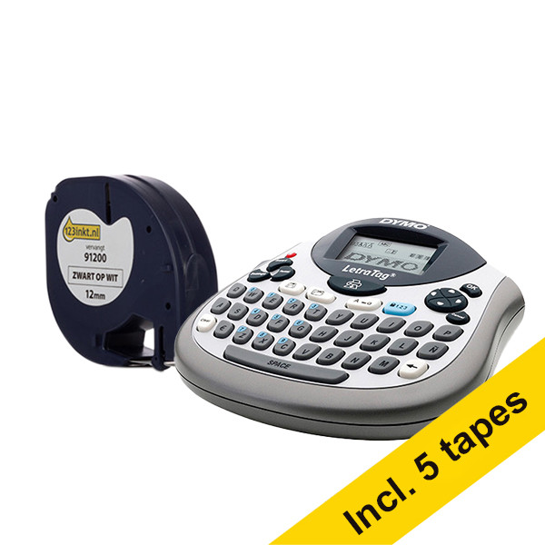 Dymo LetraTag LT-100T beletteringsysteem (QWERTY) + 5 wit op papier tapes 833469 - 1