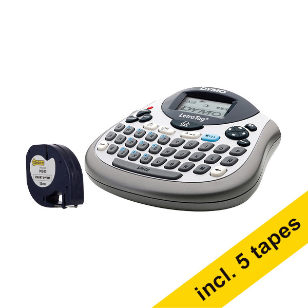 Dymo LetraTag LT-100T beletteringsysteem (QWERTY) + 5 wit op papier tapes 833469 - 1