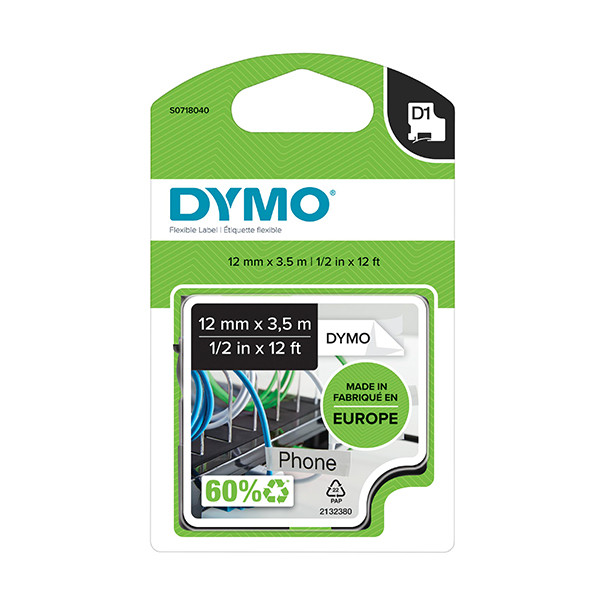 Dymo S0718040 / 16957 tape flexibel nylon 12 mm (origineel) S0718040 088528 - 1