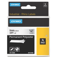 Dymo S0718160 / 18508DMO IND Rhino tape permanent polyester zwart op transparant 9 mm (origineel) 18508DMO S0718160 088676