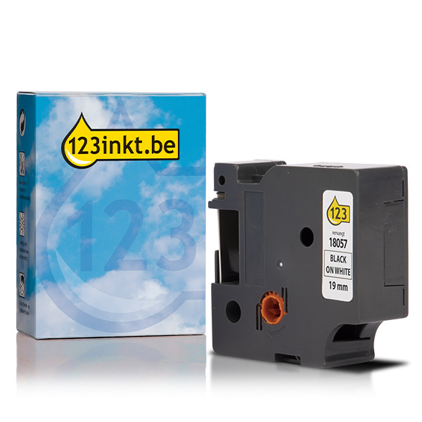 Dymo S0718330 / 18057 IND Rhino tape krimpkous zwart op wit 19 mm (123inkt huismerk) 088701 - 1