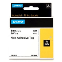 Dymo S0718350 / 18111 IND Rhino tape niet-klevend zwart op wit 6 mm (origineel) 18111 S0718350 088726