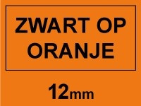 Dymo S0718490 / 18435 IND Rhino tape vinyl zwart op oranje 12 mm (123inkt huismerk) 18435C 088615 - 1