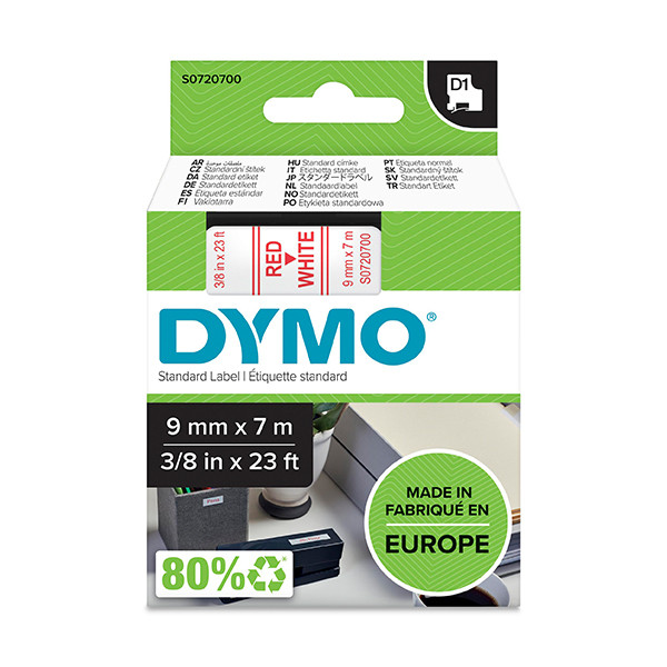 Dymo S0720700 / 40915 tape rood op wit 9 mm (origineel) S0720700 088110 - 1