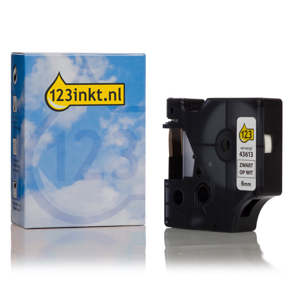 Dymo S0720780 / 43613 tape zwart op wit 6 mm (123inkt huismerk) S0720780C 088001 - 1