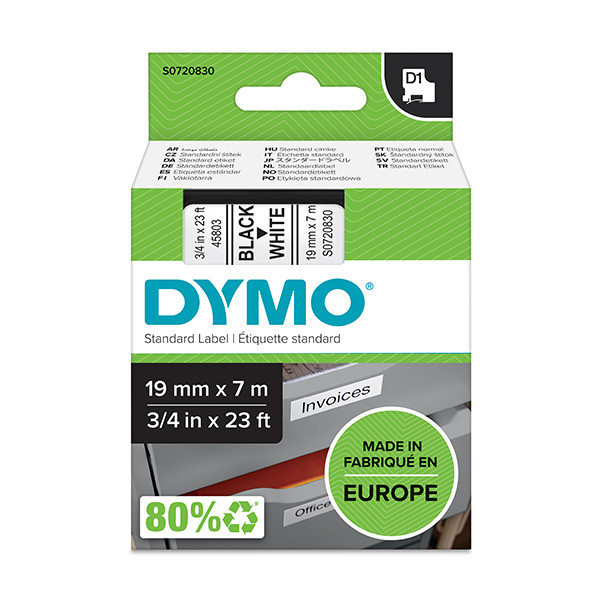 Dymo S0720830 / 45803 tape zwart op wit 19 mm (origineel) S0720830 088402 - 1