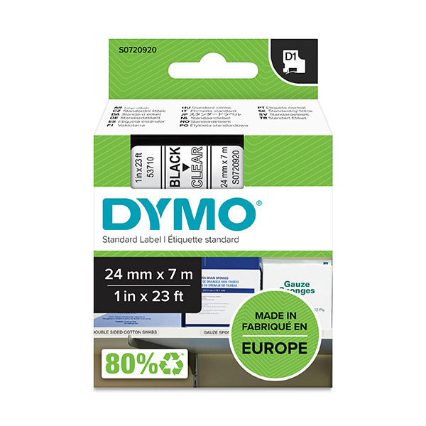 Dymo S0720920 / 53710 tape zwart op transparant 24 mm (origineel) S0720920 088420 - 1
