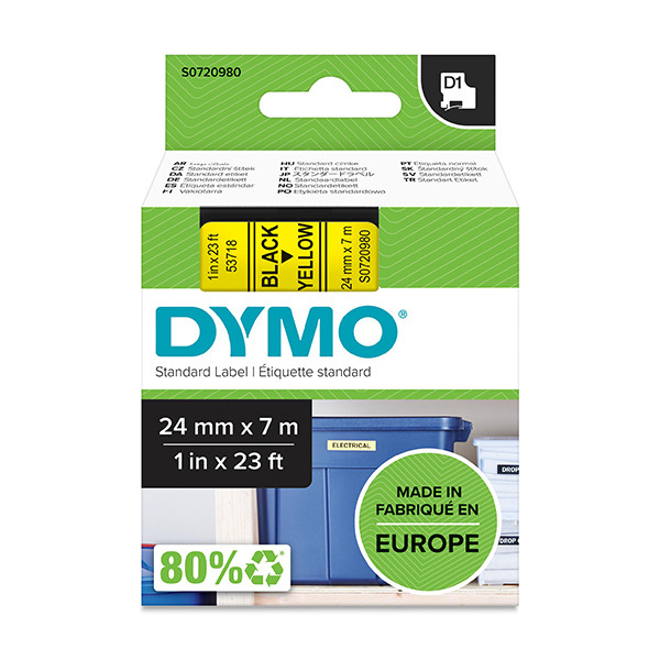 Dymo S0720980 / 53718 tape zwart op geel 24 mm (origineel) S0720980 088432 - 1