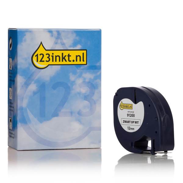 Dymo S0721510 / 91200 tape wit papier 12 mm (123inkt huismerk) S0721510C 088301 - 1