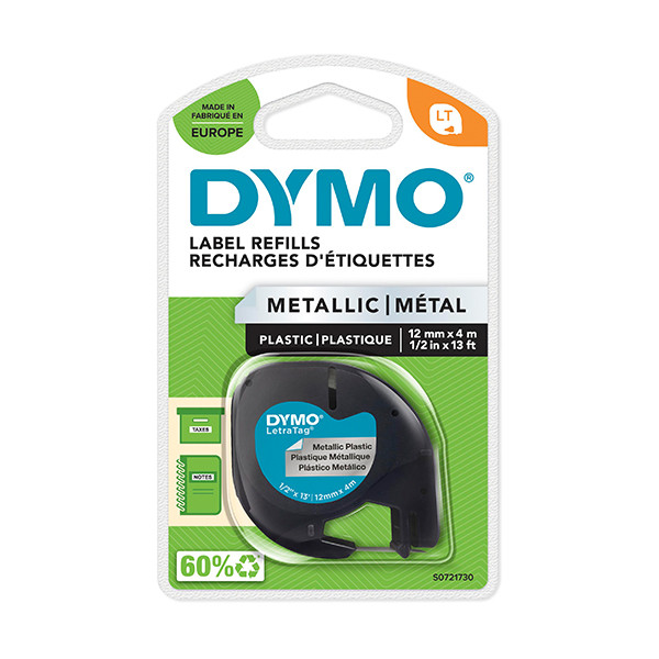 Dymo S0721730 / 91208 tape metaalkleurig zilver 12 mm (origineel) S0721730 088314 - 1