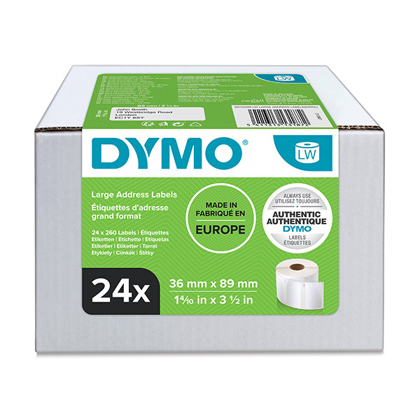 Dymo S0722390 / 13187 brede adresetiketten voordeelverpakking 24 rollen 99012 (origineel) S0722390 088542 - 1