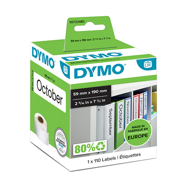 Dymo S0722480 / 99019 brede etiketten voor classeurs (origineel) S0722480 088514 - 1