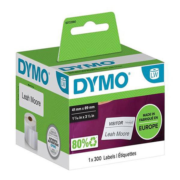 Dymo S0722560 / 11356 verwijderbare witte naambadge (origineel) S0722560 088524 - 1