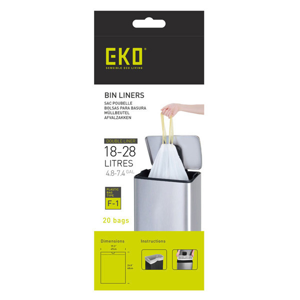 EKO type F1 vuilniszakken met trekband wit 18-30 liter (20 stuks) SEK00162 - 1