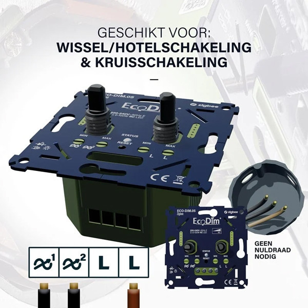 EcoDim slimme inbouw duo dimmer zigbee LEC00037 - 4
