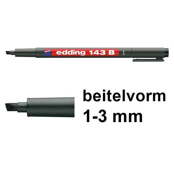 Edding 143B permanent marker zwart (1 - 3 mm schuin) 4-143001 200694 - 1