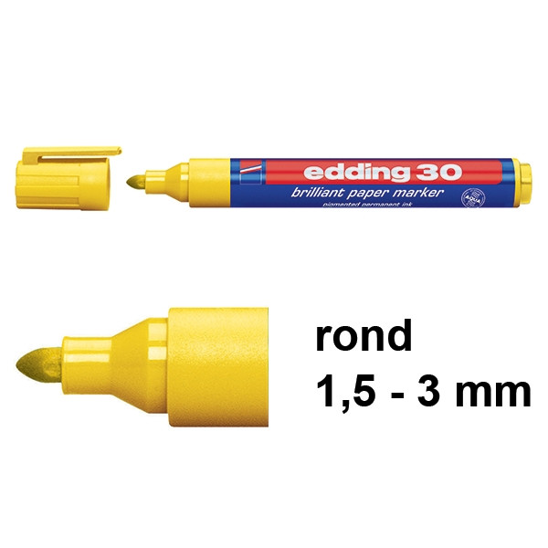 Edding 30 brilliant paper marker geel (1,5 - 3 mm rond) 4-30005 239208 - 1