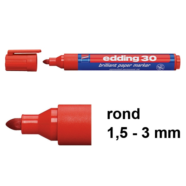 Edding 30 brilliant paper marker rood (1,5 - 3 mm rond) 4-30002 239205 - 1