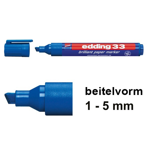 Edding 33 brilliant paper marker blauw (1 - 5 mm schuin) 4-33003 239214 - 1
