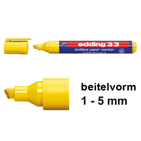 Edding 33 brilliant paper marker geel (1 - 5 mm schuin) 4-33005 239216 - 1