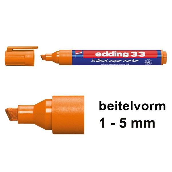Edding 33 brilliant paper marker oranje (1 - 5 mm schuin) 4-33006 239217 - 1
