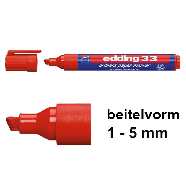Edding 33 brilliant paper marker rood (1 - 5 mm schuin) 4-33002 239213 - 1
