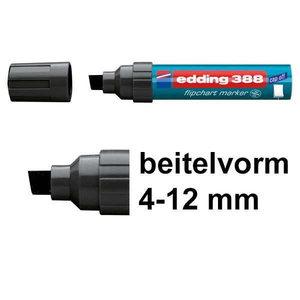 Edding 388 flipchart marker zwart (4 - 12 mm schuin) 4-388001 200946 - 1