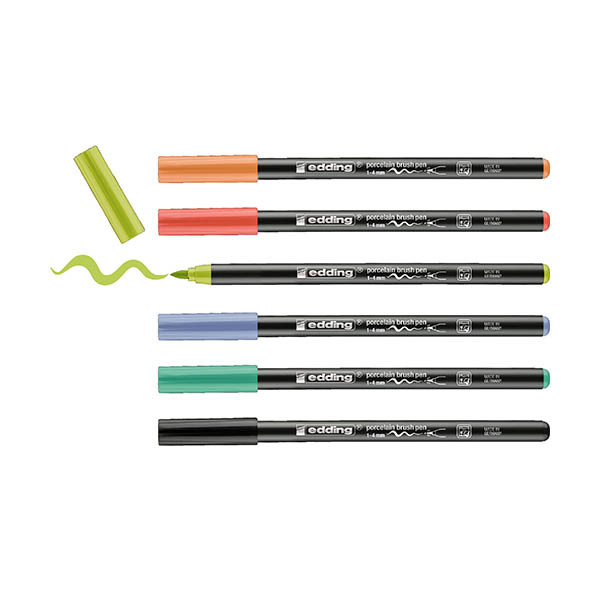Edding 4200 porseleinmarkers assorti 6 stuks (1 - 4 mm penseelpunt) 201059 - 1
