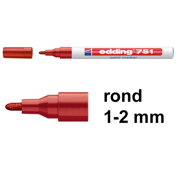 Edding 751 lakmarker rood (1 - 2 mm rond) 4-751002 200598 - 1