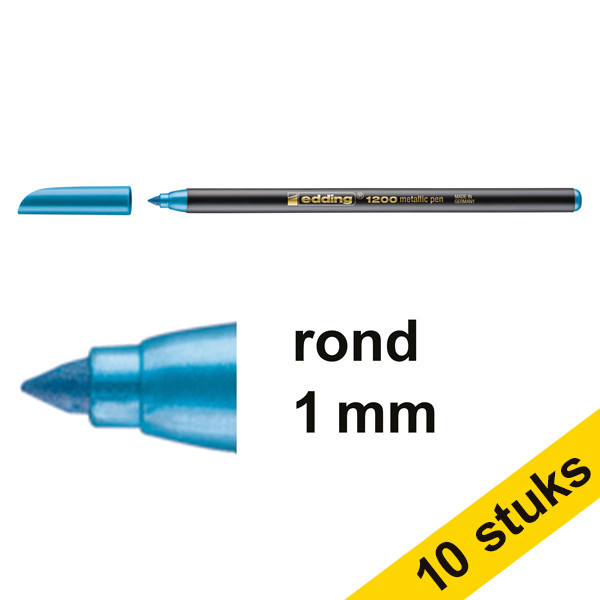 Aanbieding: 10x Edding 1200 viltstift metallic blauw (1 mm rond) 239561 - 1