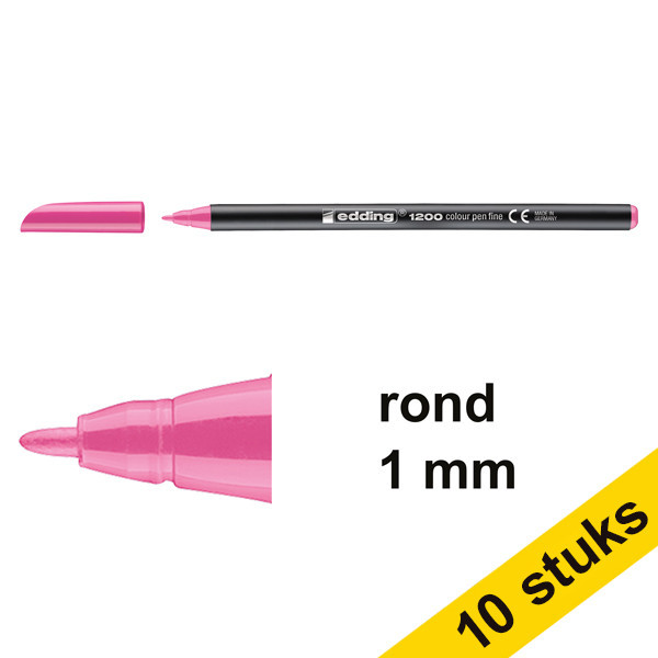 Aanbieding: 10x Edding 1200 viltstift roze (1 mm rond) 239589 - 1