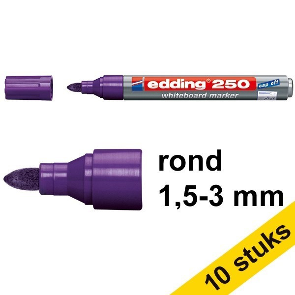 Edding Aanbieding: 10x Edding 250 whiteboard marker violet (1,5 - 3 mm rond)  262314 - 1