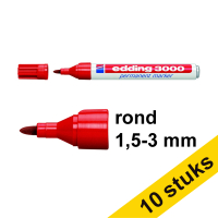 Aanbieding: 10x Edding 3000 permanent marker rood (1,5 - 3 mm rond)