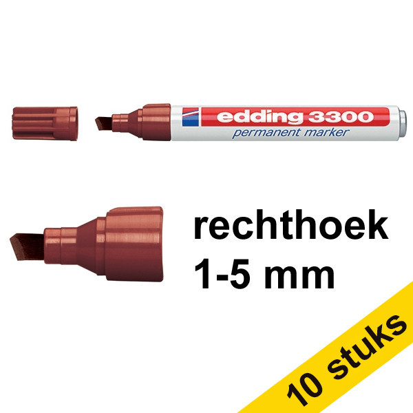 Edding Aanbieding: 10x Edding 3300 permanent marker bruin (1 - 5 mm schuin)  239753 - 1
