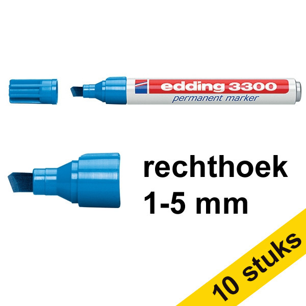 Edding Aanbieding: 10x Edding 3300 permanent marker lichtblauw (1 - 5 mm schuin)  239757 - 1