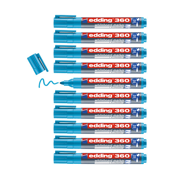 Edding Aanbieding: 10x Edding 360 whiteboard marker lichtblauw (1,5 - 3 mm)  240553 - 1