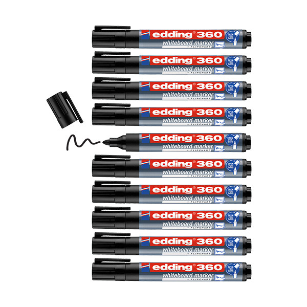 Aanbieding: 10x Edding 360 whiteboard marker zwart (1,5 - 3 mm) 240544 - 1