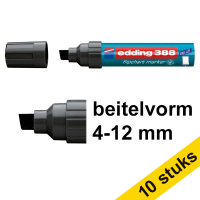 Edding Aanbieding: 10x Edding 388 flipchart marker zwart (4 - 12 mm schuin)  239776