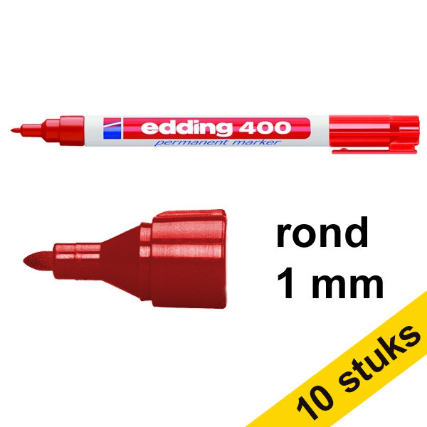 Aanbieding: 10x Edding 400 permanent marker rood (1 mm rond) 239440 - 1