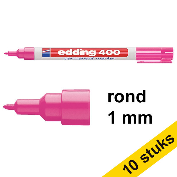 Edding Aanbieding: 10x Edding 400 permanent marker roze (1 mm rond)  239495 - 1