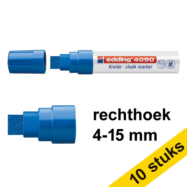 Edding Aanbieding: 10x Edding 4090 krijtstift blauw (4 - 15 mm schuin)  239523 - 1