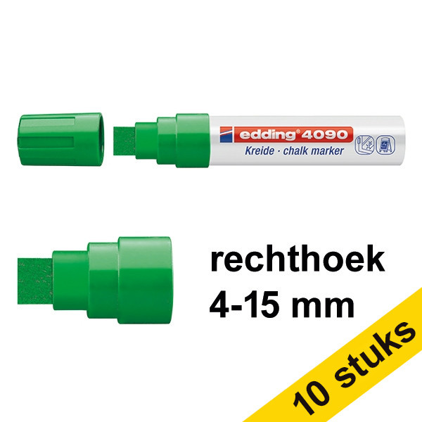 Aanbieding: 10x Edding 4090 krijtstift groen (4 - 15 mm schuin) 239524 - 1
