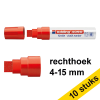 Aanbieding: 10x Edding 4090 krijtstift rood (4 - 15 mm schuin)