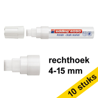 Aanbieding: 10x Edding 4090 krijtstift wit (4 - 15 mm schuin)