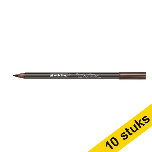 Aanbieding: 10x Edding 4200 porselein-penseelstift bruin (1 - 4 mm penseelpunt) 239811 - 1